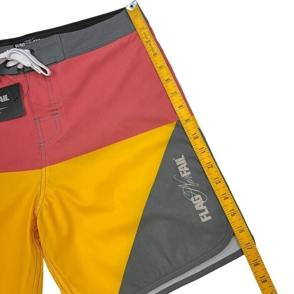 NWT Flag nor Fail Mens Board Shorts Colorblock Salmon/Gray/Golden Yellow Size 33 - Picture 11 of 13